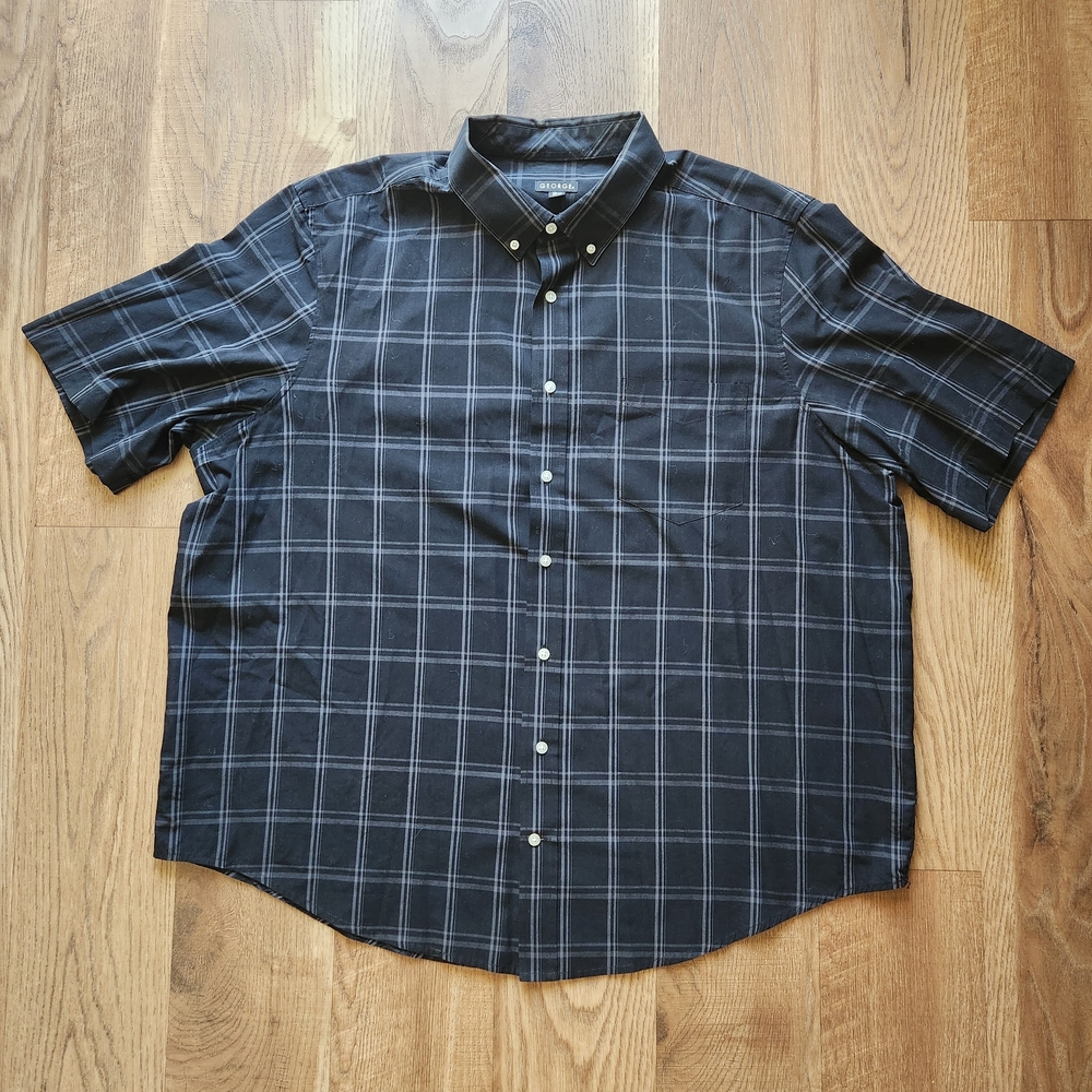 George Men's Black Plaid Button Down Shirt